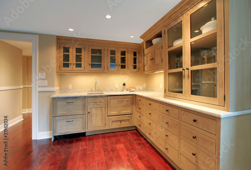 Natural kitchen in luxury basement