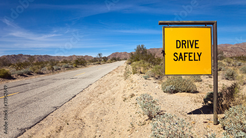 Slika na platnu Drive Safely Sign in the Sonora Desert