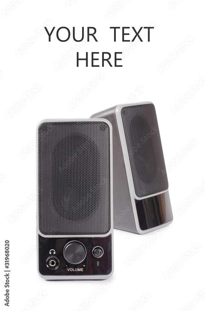 Fototapeta premium Black speaker isolated on white background