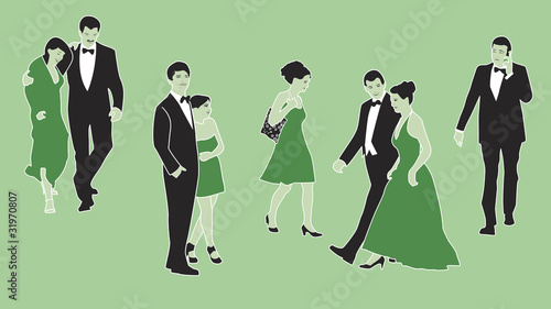 Formal dressed up people set