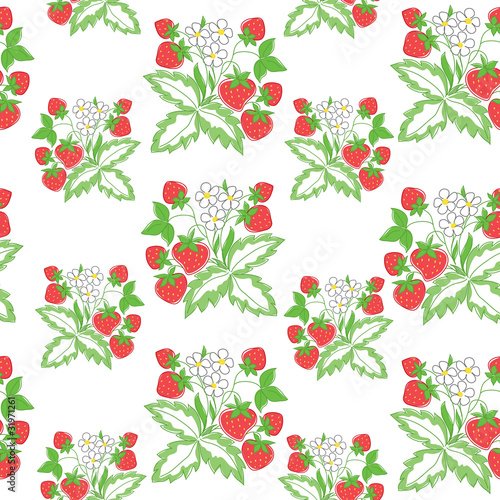 vector light seamless pattern with strawberry
