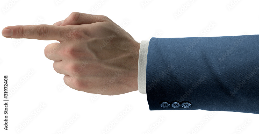 Hand with forefinger pointing in the direction Hand with forefinger pointing in the direction