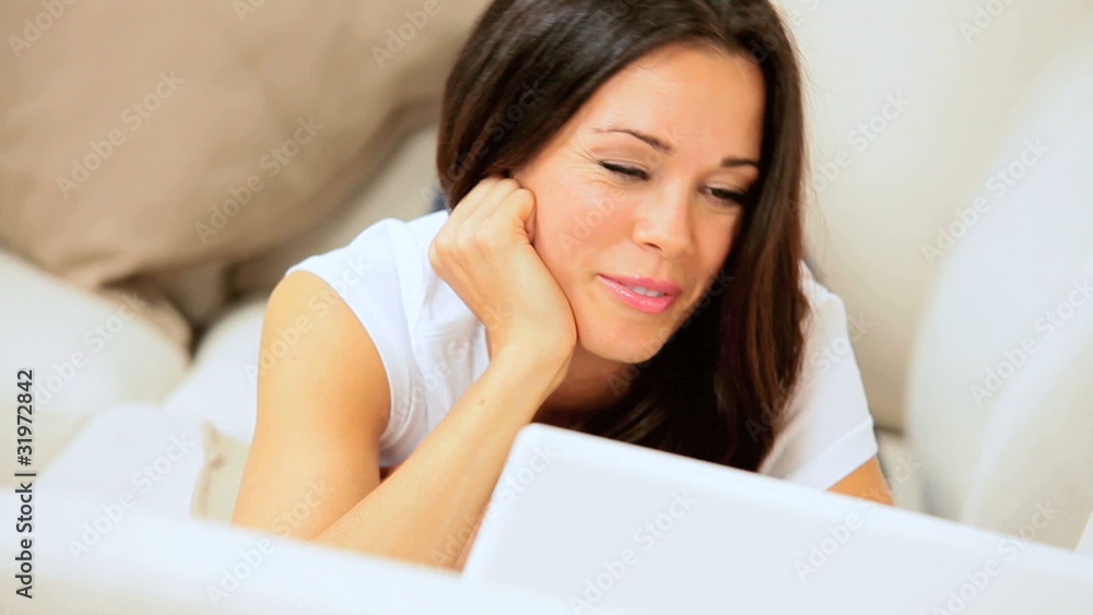 Female Relaxing at Home Using Internet Webchat Female Relaxing at Home Using Internet Webchat