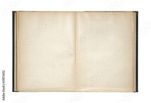 Open old blank book with clipping path