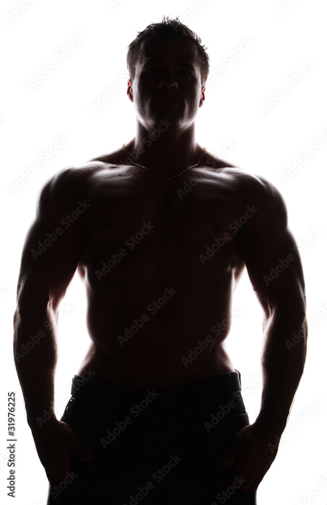 Silhouette of muscle sexy naked young man Stock Photo | Adobe Stock