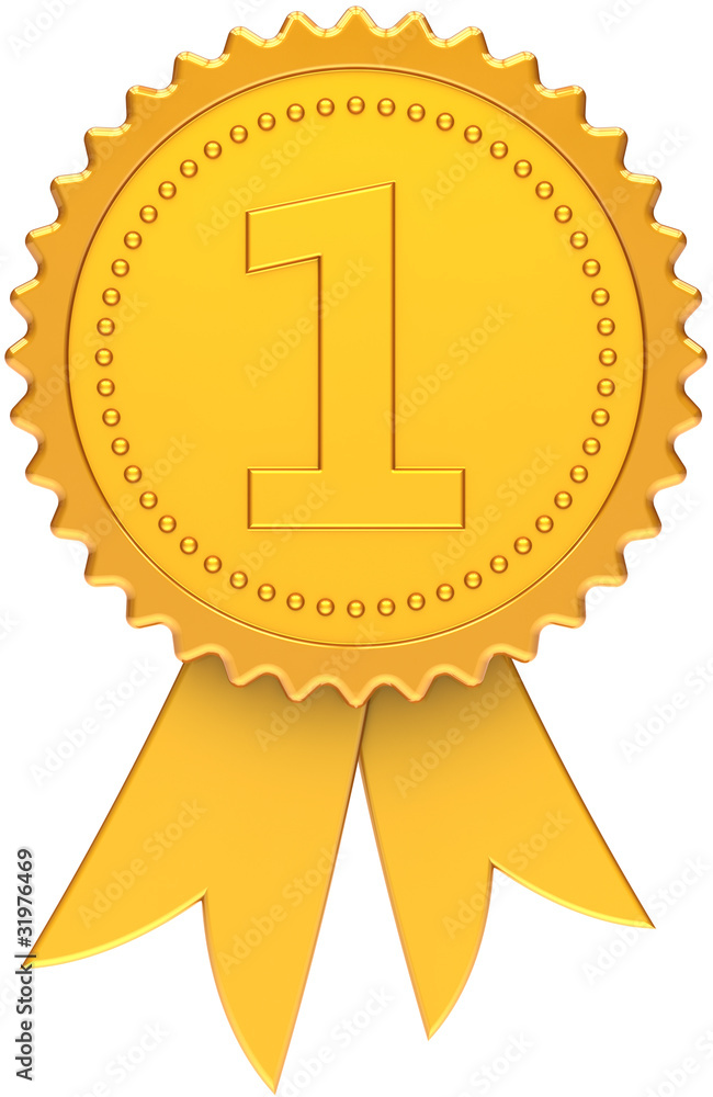 Golden medal with number one sign Stock Vector by ©polesovsky 46700167