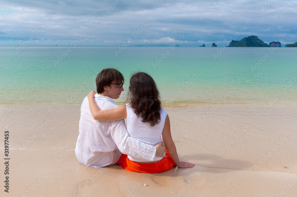 Romantic couple on beach vacation