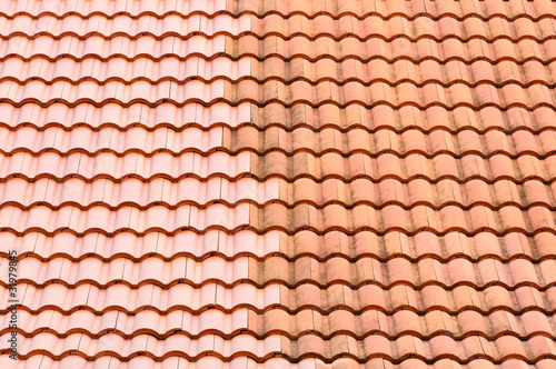 Pattern of red roof tiles
