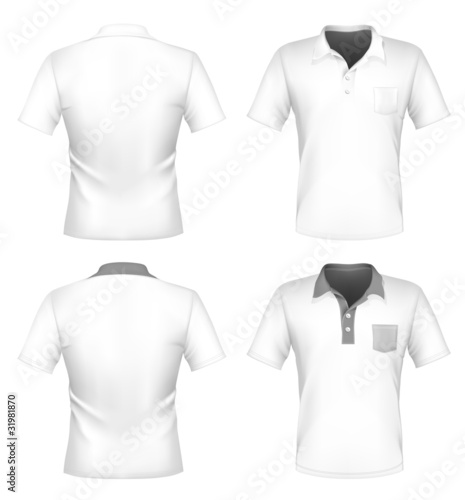 Men's polo shirt design template with pocket  (front and back).