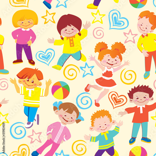 Seamless  children pattern. Vector art-illustration.