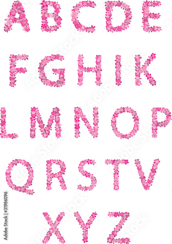 The English Wedding font with florets and hearts