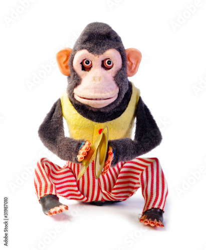 Vintage antique monkey isolated on white background