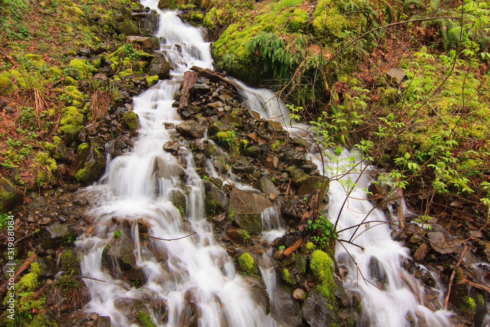Flowing water at Multnomah Falls.