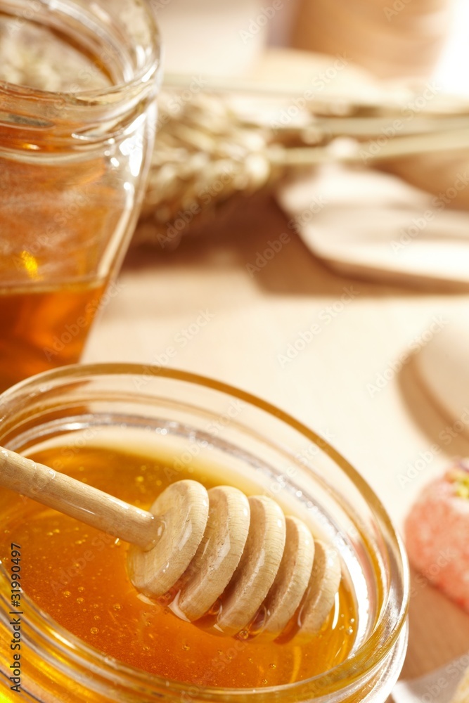 Honey with wood stick Honey with wood stick