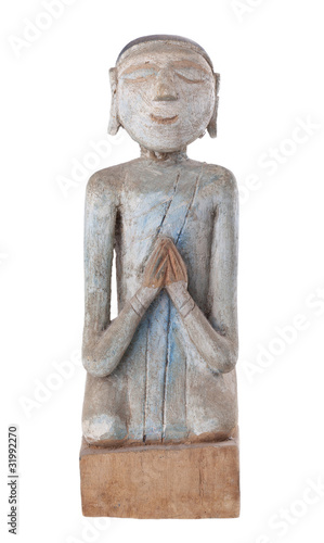ancient handmade wooden buddha statue