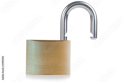 Open golden padlock