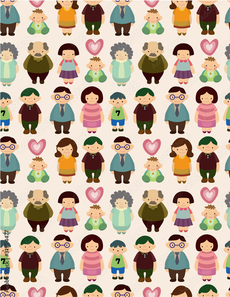 seamless cartoon family pattern. seamless cartoon family pattern.