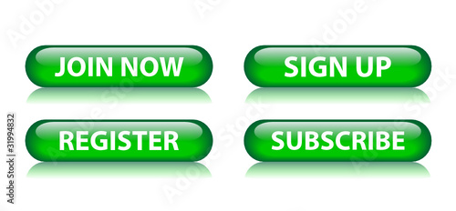JOIN NOW - SIGN UP - REGISTER - SUBSCRIBE Green Web Buttons Set