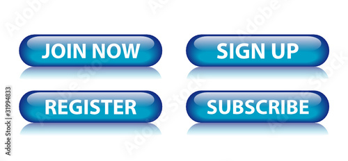 JOIN NOW - SIGN UP - REGISTER - SUBSCRIBE Blue Web Buttons Set