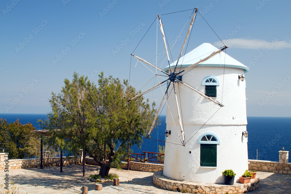 Traditional windmill at Zakynthos island in Greece