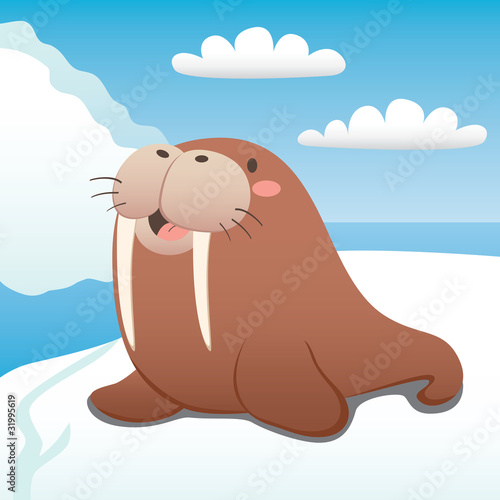 Cute happy walrus
