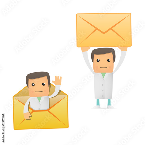 set of funny cartoon doctor