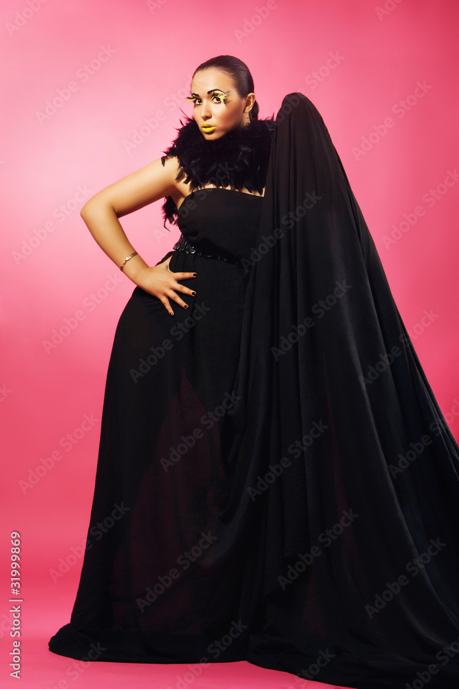 Naklejka premium Gorgeous woman in black clothing