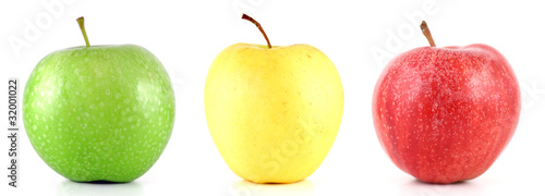 Assortiment de pommes (verte, jaune et rouge)
