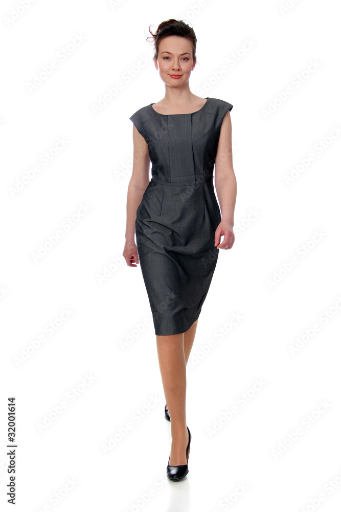 Fototapeta premium Cute businesswoman isolated on the white background
