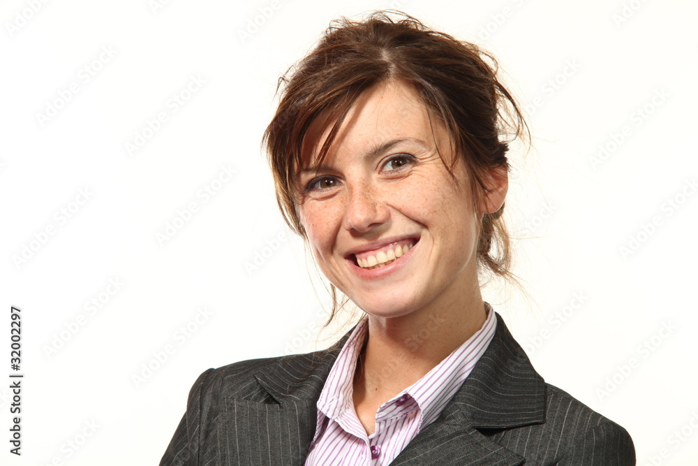 Portrait of a business woman isolated on white background Portrait of a business woman isolated on white background