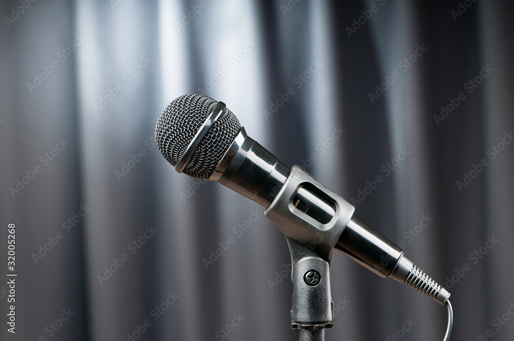 Audio microphone against the background Audio microphone against the background