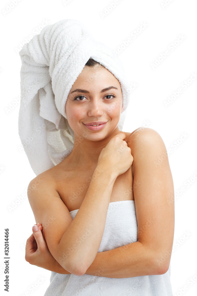 Portrait of young beautiful woman after bath. Portrait of young beautiful woman after bath.
