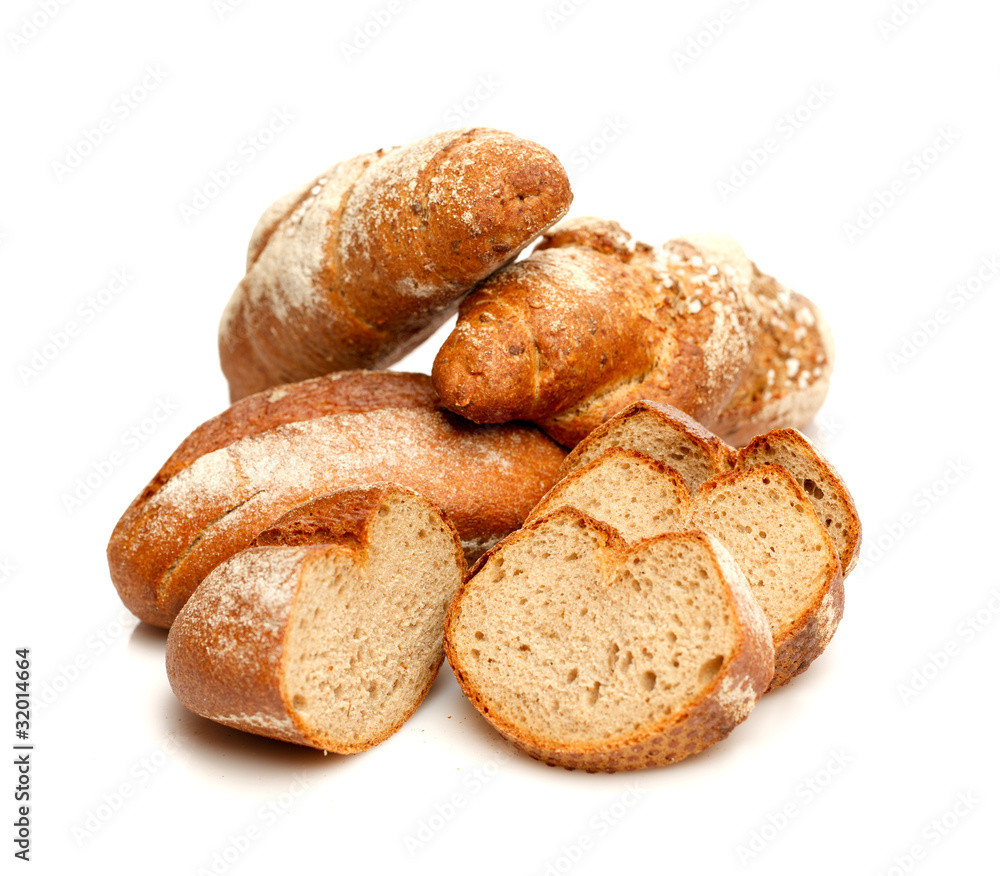 Isolated assorted breads Isolated assorted breads