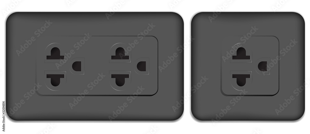 black electrical outlet isolated on white background black electrical outlet isolated on white background