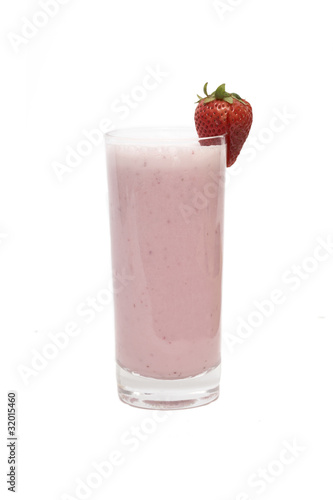 Strawberry milkshake isolated on a white background