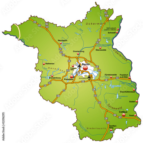 Brandenburg mit BAB in SVG grün