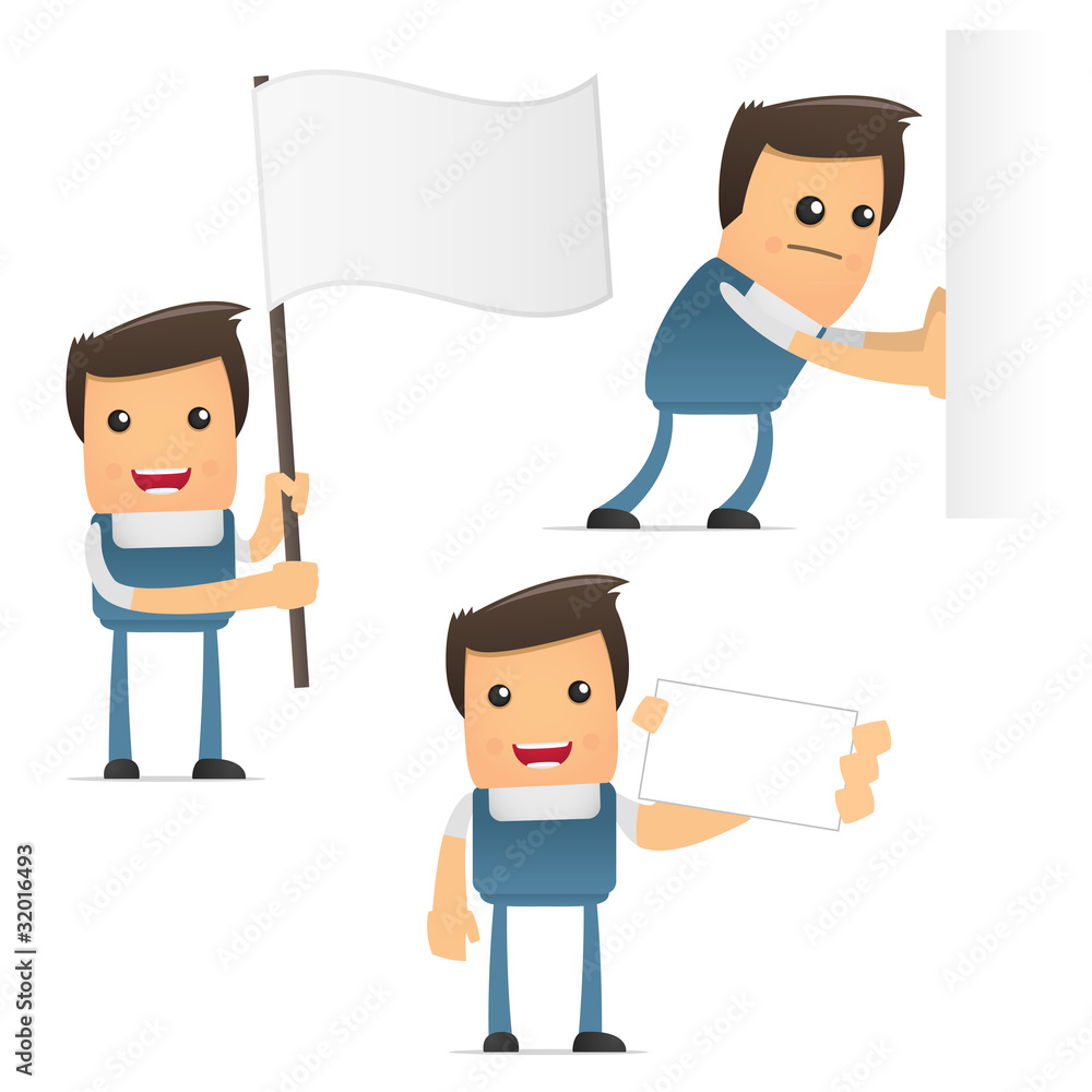 set of funny cartoon mechanic