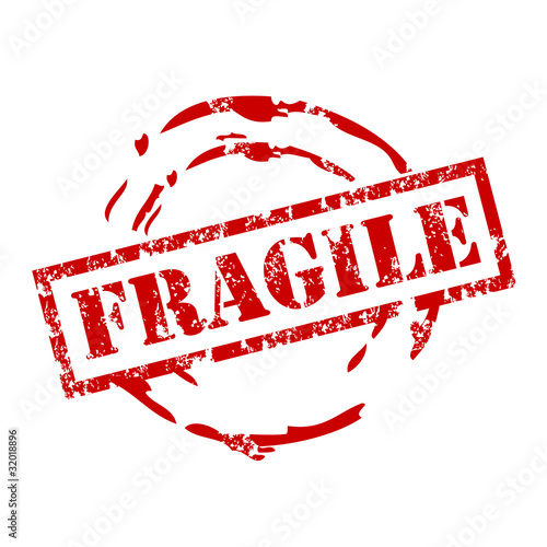 Vector fragile stamp with red ink