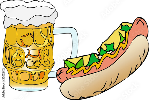 Panino con boccale di birra