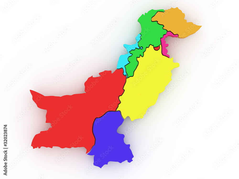 Fototapeta premium Three-dimensional map of Pakistan