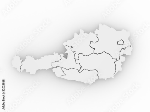 Three-dimensional map of Austria. 3d