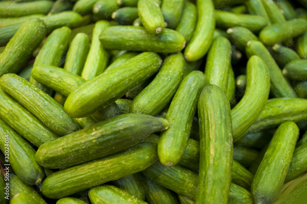 Cucumbers bunched together For Sale At Market Cucumbers bunched together For Sale At Market