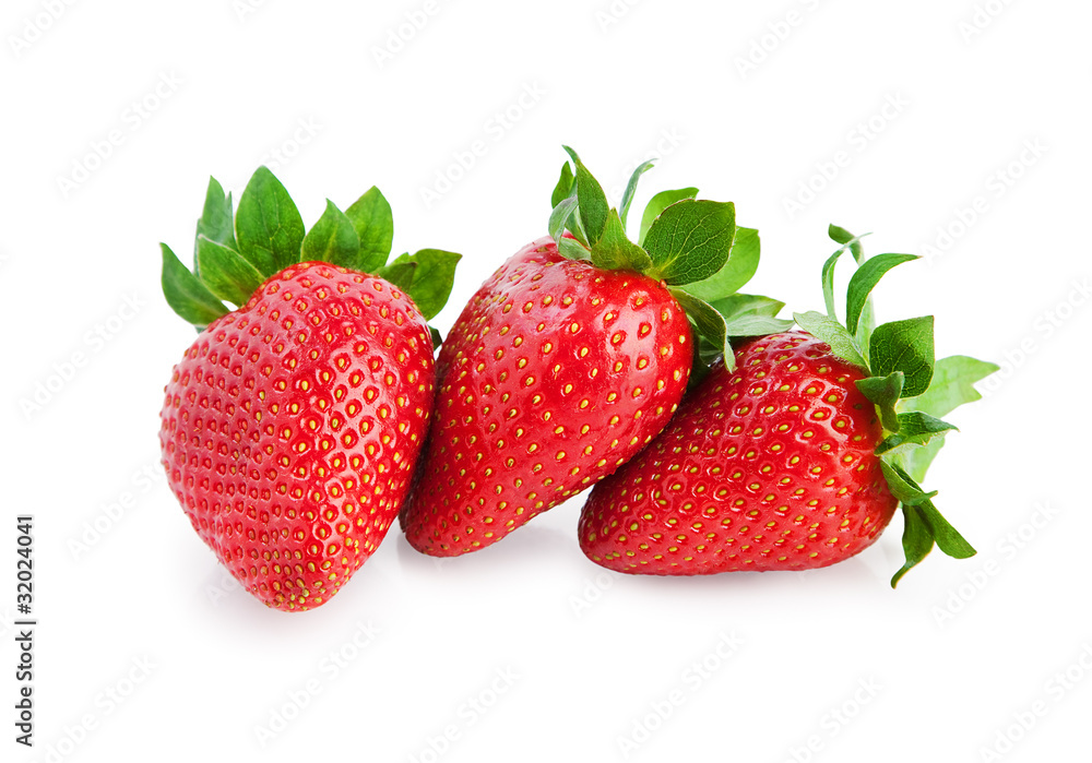 Fresh strawberries isolated on white background . Fresh strawberries isolated on white background .