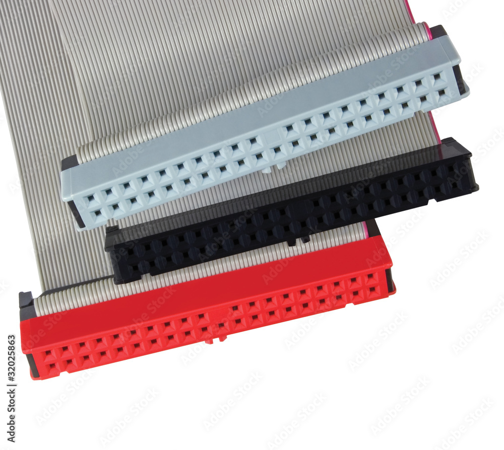 Parallel ATA PATA IDE HDD PC connectors ribbon cables, isolated foto de  Stock | Adobe Stock