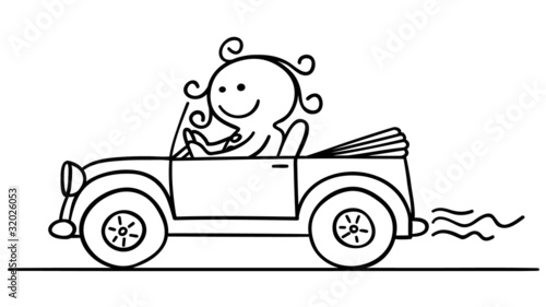 figur frau fährt auto