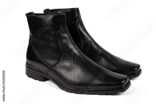 Male black boots isolated on the white background