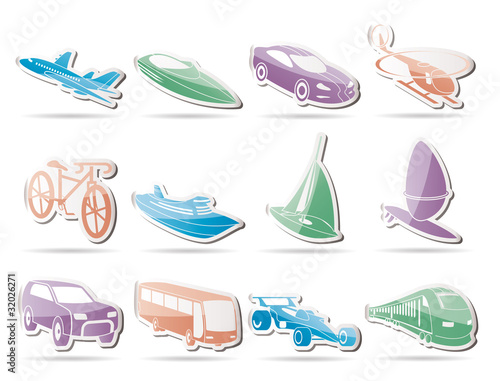 different kind of transportation and travel icons