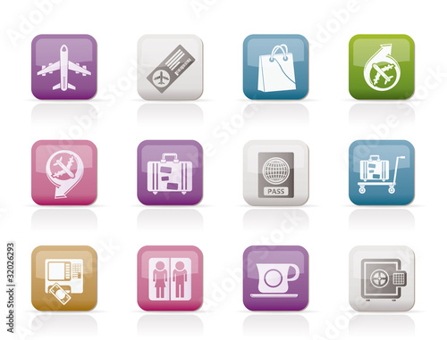 airport, travel and transportation icons 1 - vector icon set