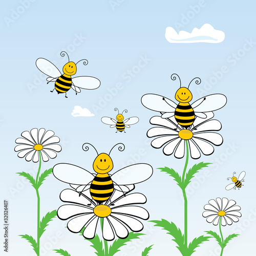 Bees on flowers