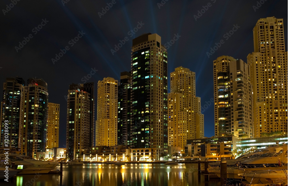 Town scape at night time. Panoramic scene